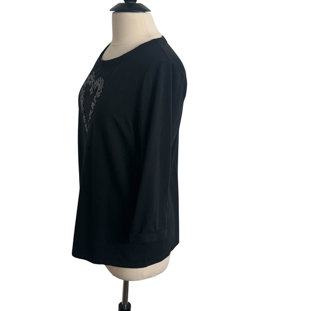 Chico's Women's 3/4 Cuffed Sleeves, Embellished Touch of Cool Knit Top - Picture 5 of 7